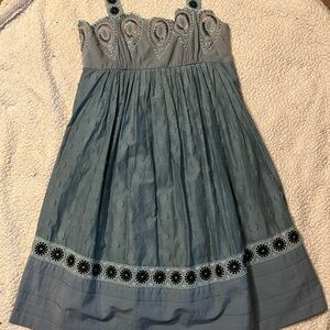 BCBGMaxAzria Blue Pleated Tiered Vintage Sundress